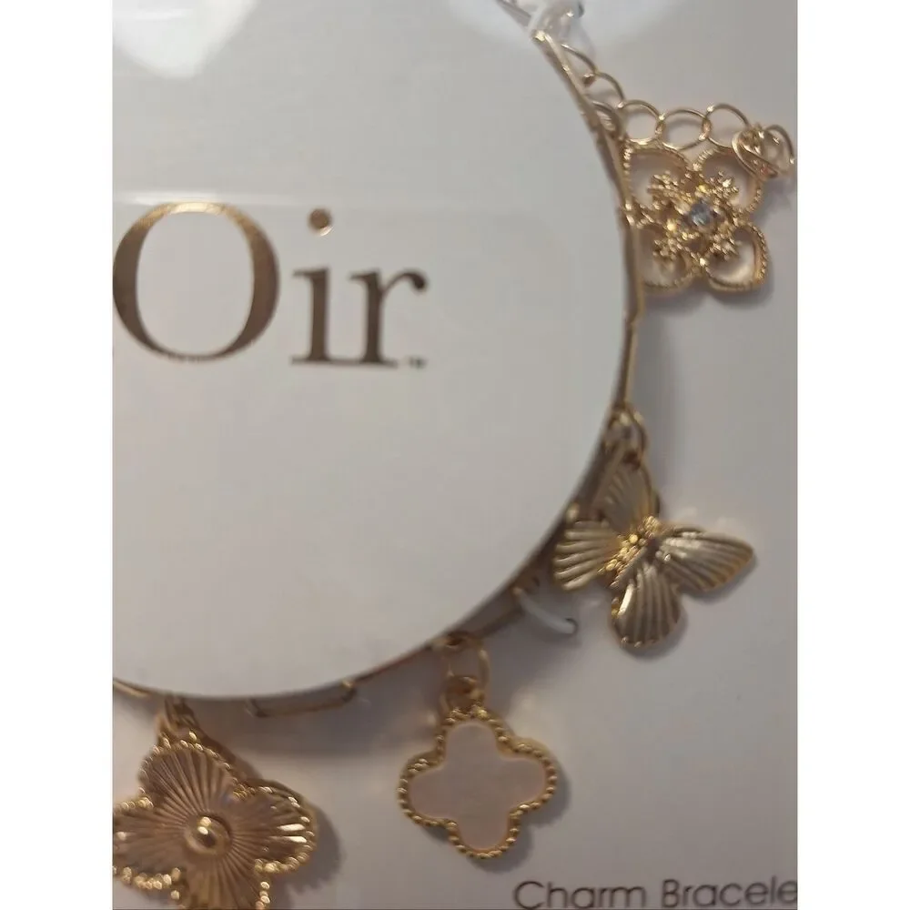 NWT nOir Gold Tone Charm Bracelet
